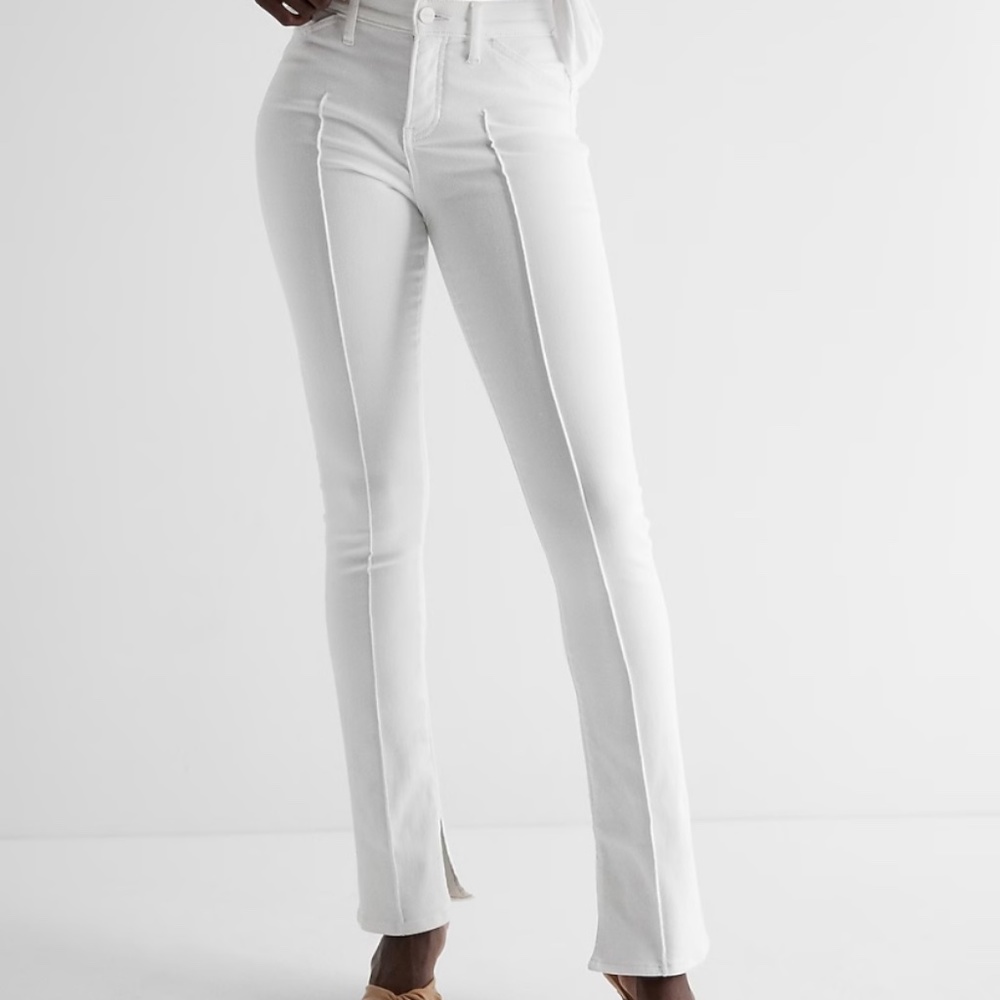 New Express Skyscraper White Pintuck Jeans